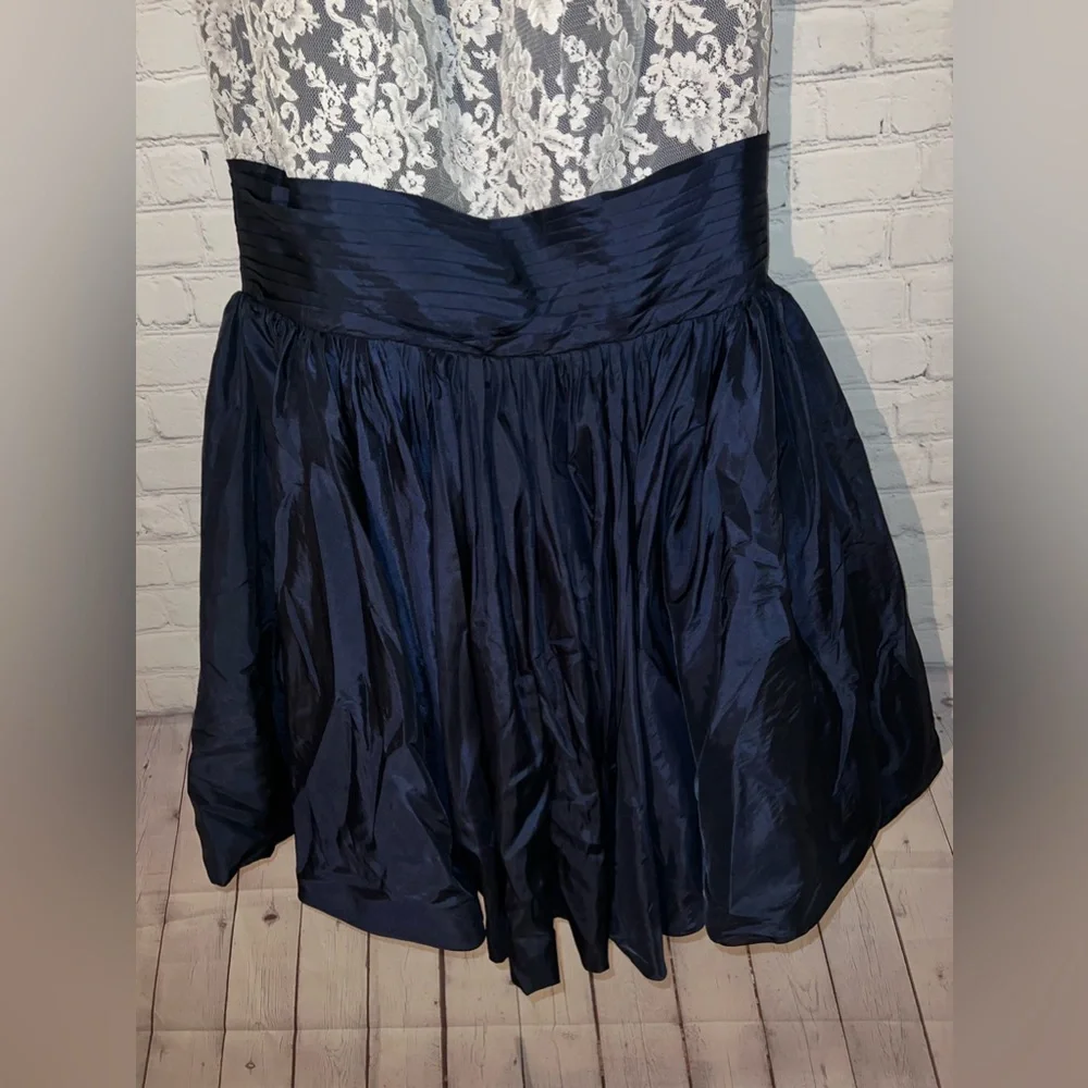 Lanting Bride Dark Blue & White Floral Fluffy Wedding Bridesmaids dress size XL - Picture 4 of 10